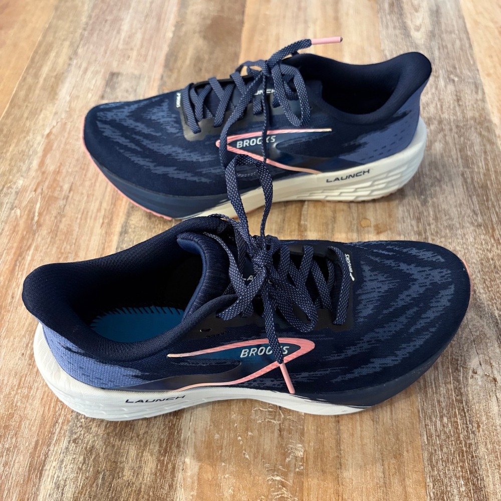 Brooks Launch 11 Navy Blue Pink DNA FLASH Running Shoes Women's 7.5